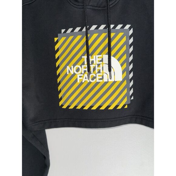 The North Face Womens Cropped Hoodie Black Yellow Cozy Preppy Outdoor Medium - Picture 2 of 13
